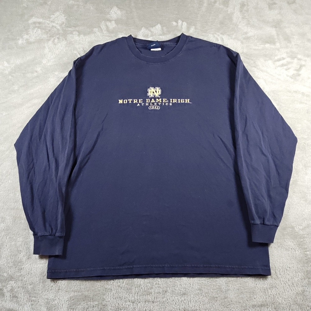 Vintage Notre Dame Fighting Irish Shirt Mens Large Embroidered Long Sleeve 90s